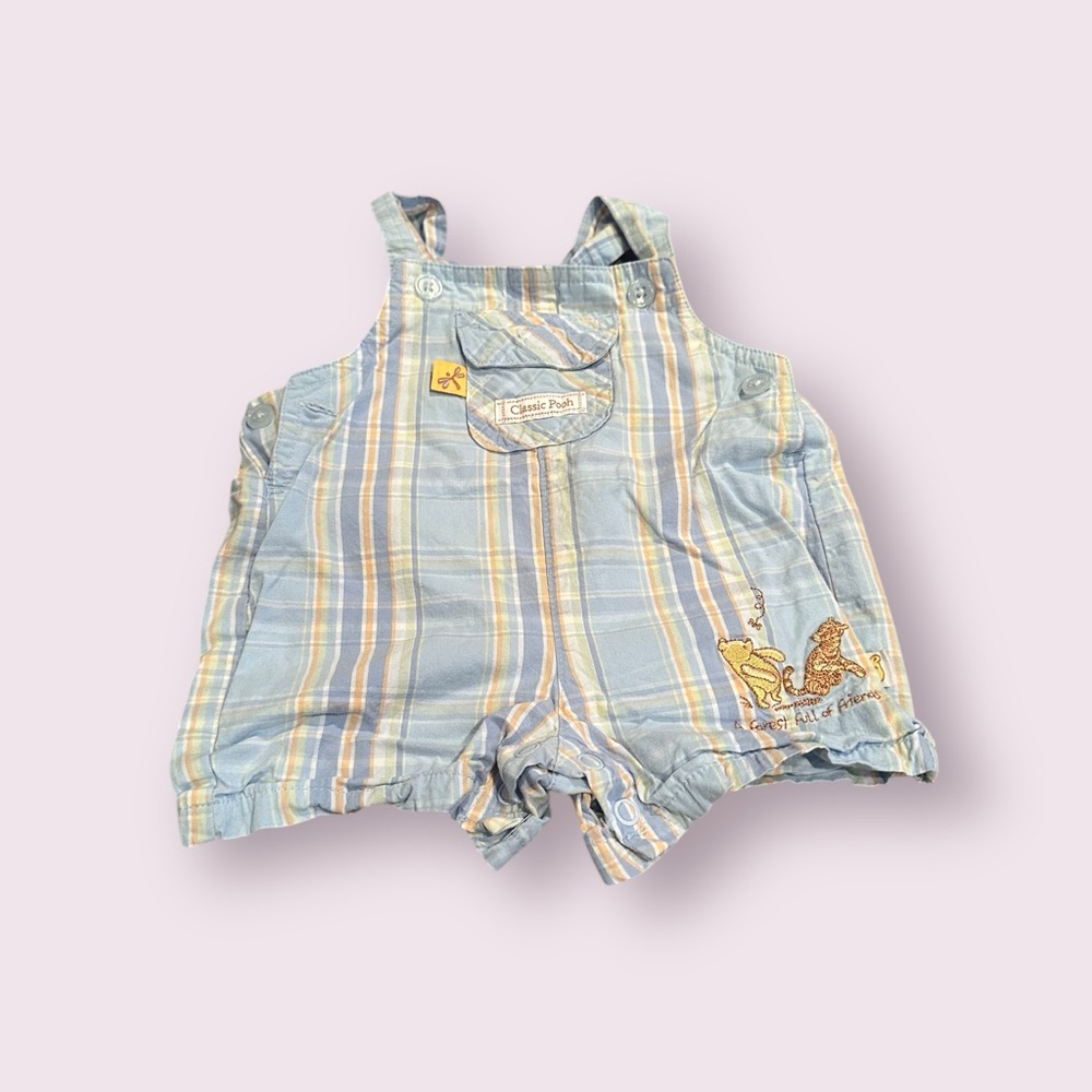 Baby Classic Pooh Disney Winnie The Pooh Blue Plaid Kids Overalls Size 3 Months